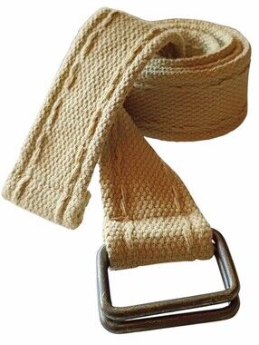 Woven Belt Tan Antique Brass Tone Buckle Unisex 43"